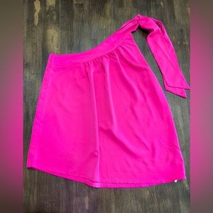One shoulder hot pink top